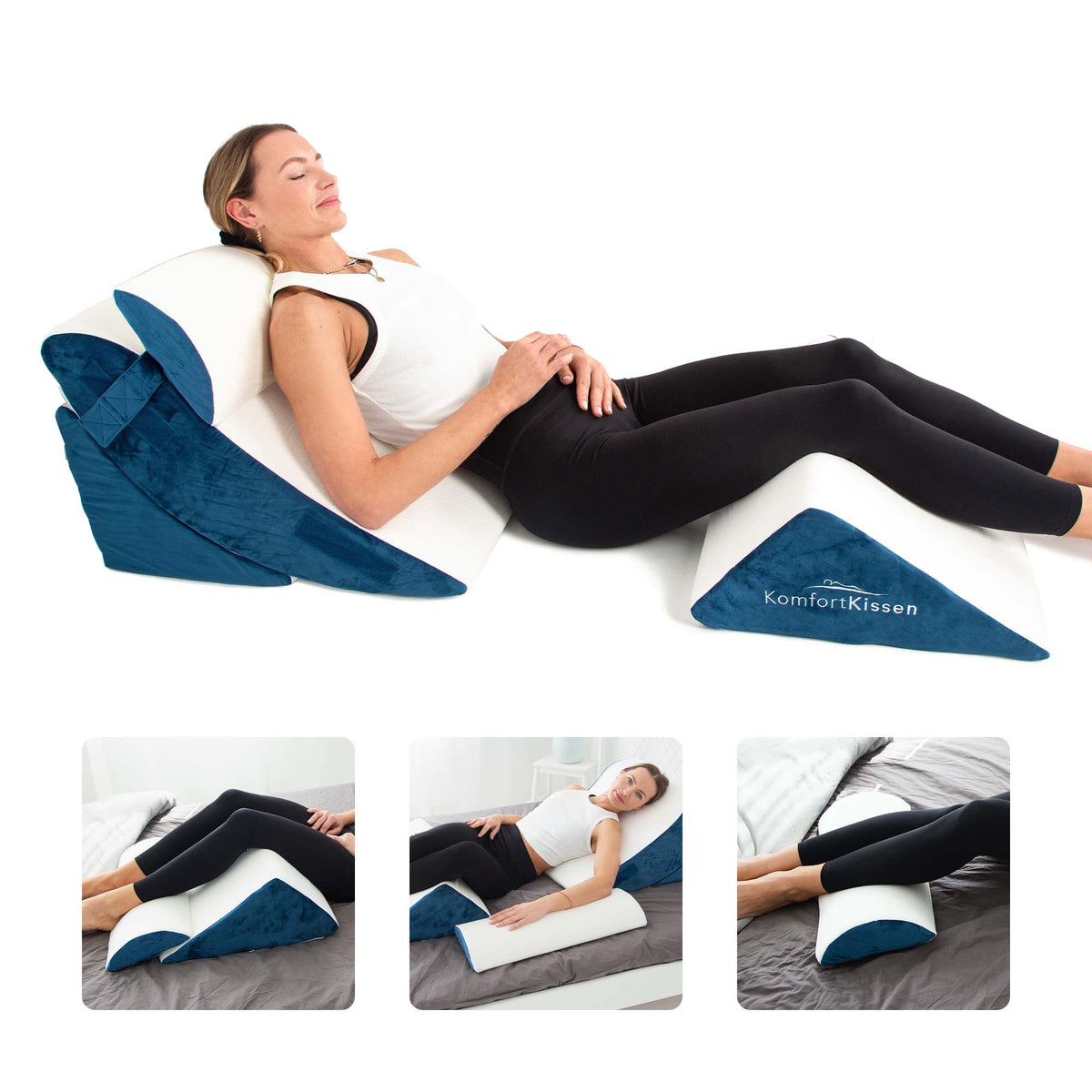 Ergonominen 4-in-1 kiilatyyny – selälle, jaloille, polville ja niskalle