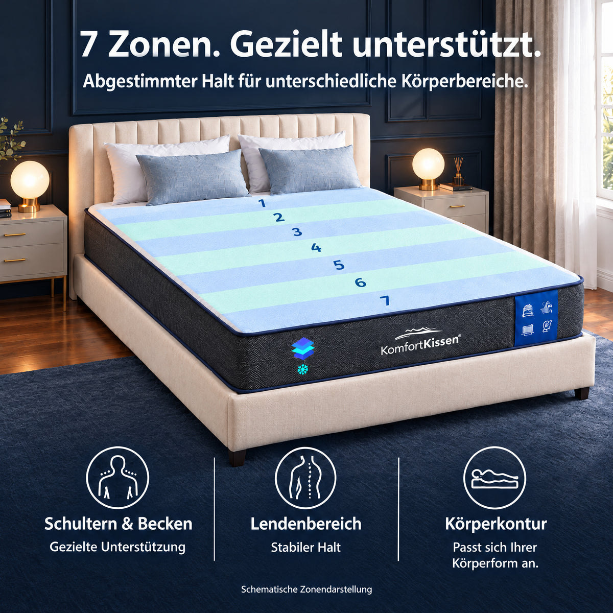 Premium-7-vyöhykkeen mukavuuspatja