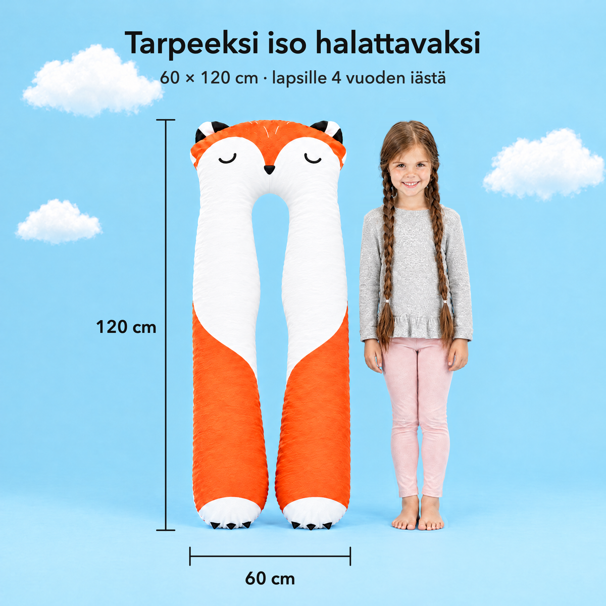 kettu – Koko 60 × 120 cm verrattuna lapseen
