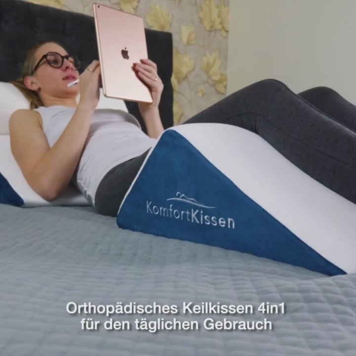 Ergonominen 4-in-1 kiilatyyny – selälle, jaloille, polville ja niskalle
